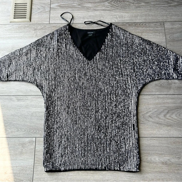 Marciano Sequins V Neck Dolman Sleeve  Oversized Tunics Mini Dress - Picture 3 of 15